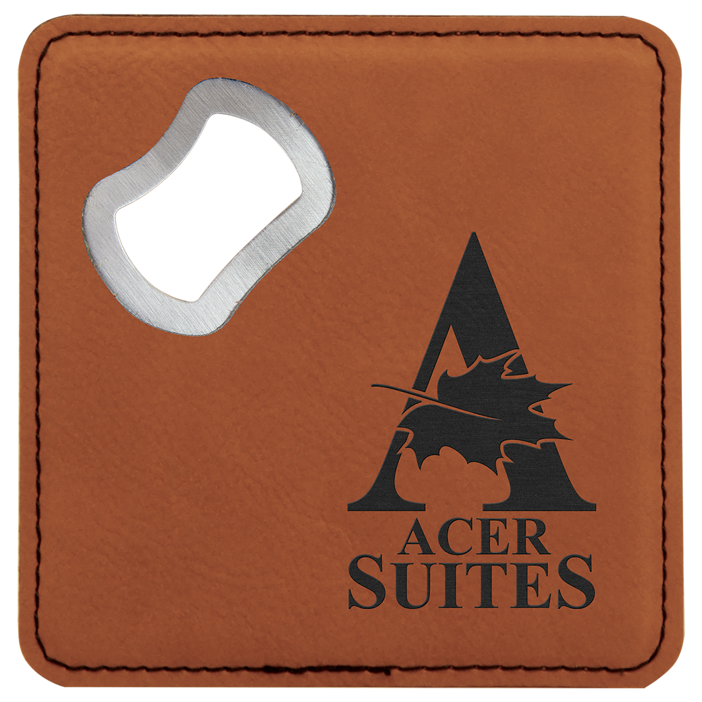 Leatherette 4" Coaster/Bottle Opener