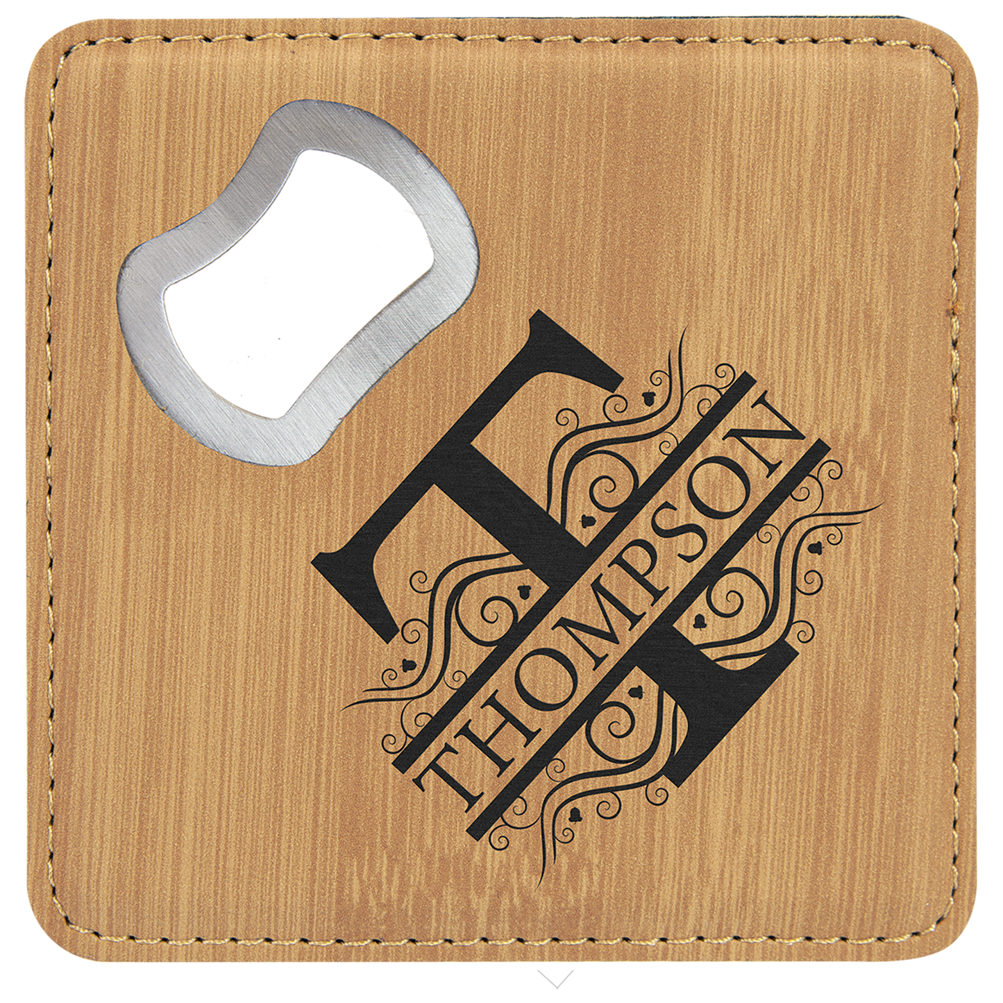 Leatherette 4" Coaster/Bottle Opener