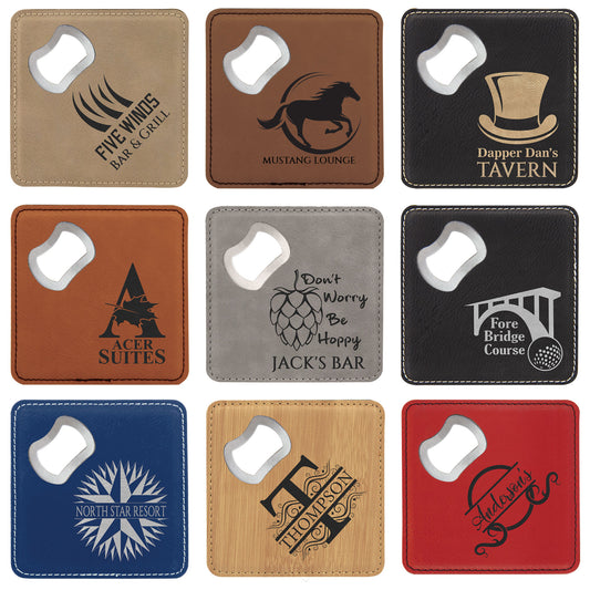 Leatherette 4" Coaster/Bottle Opener