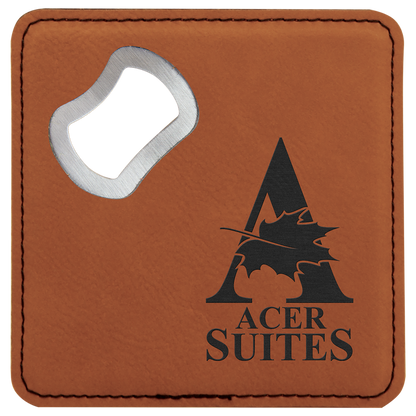 Leatherette 4" Coaster/Bottle Opener