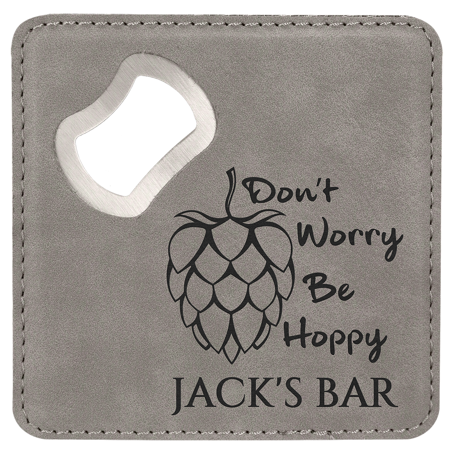 Leatherette 4" Coaster/Bottle Opener